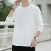 New pure cotton long-sleeved T-shirt for men, autumn casual round-neck inner layer top, thin base layer shirt and sweatshirt details Picture